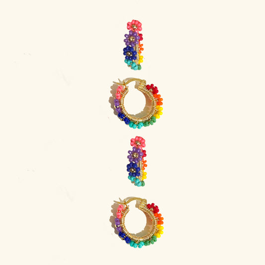 Rainbow flower earrings / boucles d'oreilles